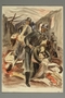 Watercolor depicting soldiers killing women by Alkis Keramidas