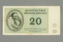 Theresienstadt ghetto-labor camp scrip, 20 kronen note