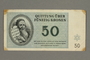 Theresienstadt ghetto-labor camp scrip, 50 kronen note, given to German Jewish prisoner