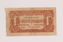 Republic of Czechoslovakia currency, 1 korunu note, acquired by a Jewish Polish survivor