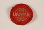 Circular red cloth UNRRA badge worn by a former US soldier as Area Administrator for Germany