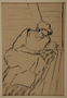Drawing of woman reading a book on a mattress (Version I) by a German Jewish internee