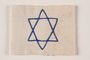 White armband with a blue chain stiched embroidered Star of David