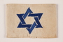 White armband with a blue satin stiched embroidered Star of David