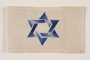 White armband with a Star of David embroidered in blue and white