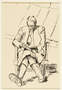 Drawing of a seated woman reading a book by a German Jewish internee