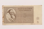 Theresienstadt ghetto-labor camp scrip, 5 kronen note, acquired by a US soldier and NRRA administrator