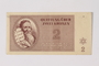 Theresienstadt ghetto-labor camp scrip, 2 kronen note, saved by a former German Jewish inmate